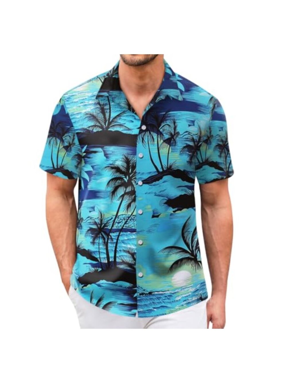 Men's Hawaiian Shirt Short Sleeve Button Down Floral Tropical Summer Beach